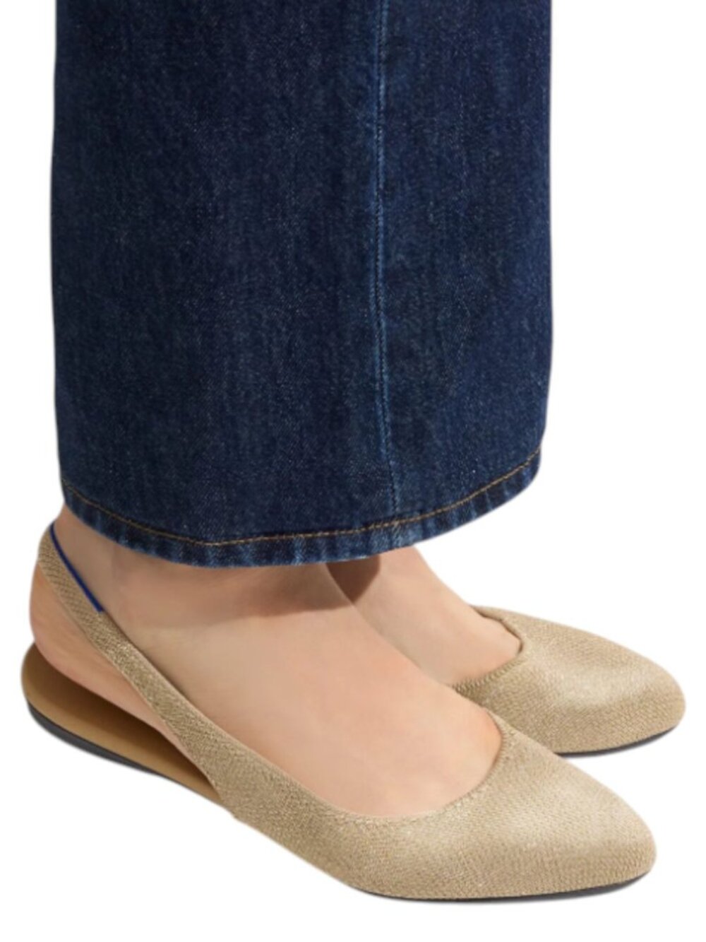 Rothy's The Almond Toe Slingback Flat In Metallic Prosecco Comfort Casual Sz 8.5 - Picture 2 of 7